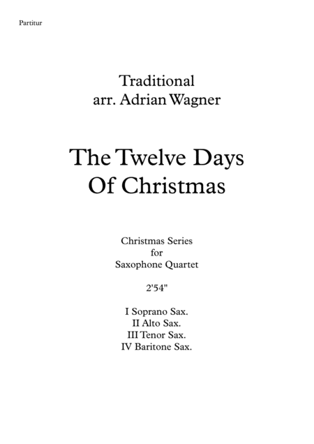 The Twelve Days Of Christmas Saxophone Quartet Satb Arr Adrian Wagner Page 2