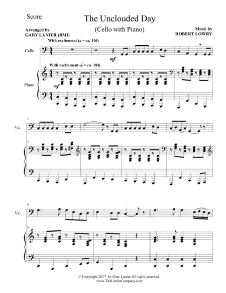 The Unclouded Day Cello Piano With Score Vc Part Page 2