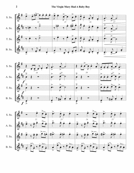 The Virgin Mary Had A Baby Boy Saxophone Quartet Satb Aatb Intermediate Page 2