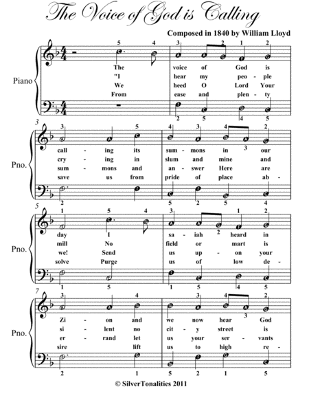 The Voice Of God Is Calling Easy Piano Sheet Music Page 2