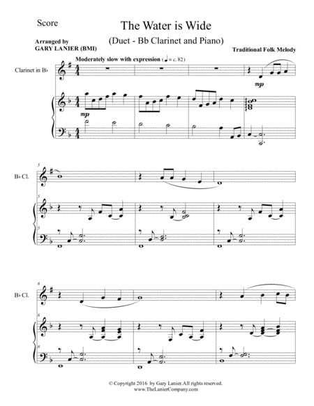 The Water Is Wide Bb Clarinet Piano With Parts Page 2