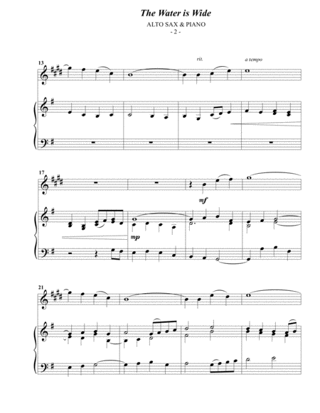 The Water Is Wide For Alto Sax Piano Page 2