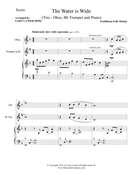 The Water Is Wide Trio Oboe Bb Trumpet Piano With Parts Page 2