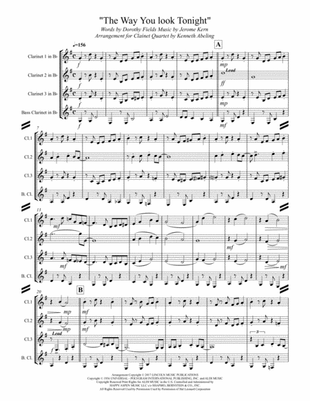 The Way You Look Tonight For Clarinet Quartet Page 2