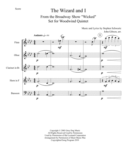 The Wizard And I Set For Woodwind Quintet Page 2