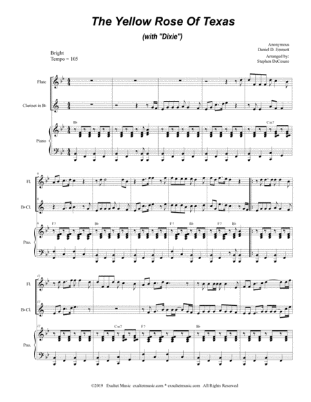 The Yellow Rose Of Texas With Dixie Duet For Flute And Bb Clarinet Page 2