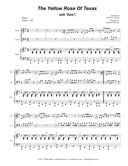 The Yellow Rose Of Texas With Dixie Duet For Violin And Cello Page 2