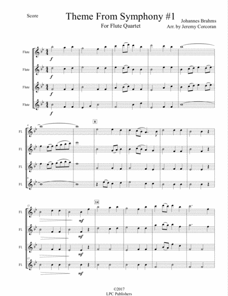 Theme From Brahms Symphony 1 For Flute Quartet Page 2