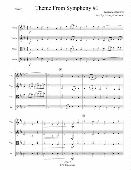Theme From Brahms Symphony 1 For String Quartet Page 2