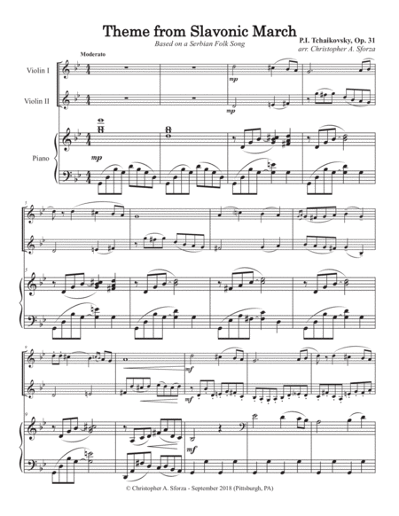 Theme From Slavonic March For Two Violins And Piano Page 2