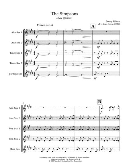 Theme From The Simpsons Saxophone Quintet Page 2