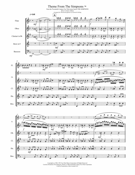 Theme From The Simpsons Tm From The Twentieth Century Fox Television Series The Simpsons For Woodwind Quintet Page 2