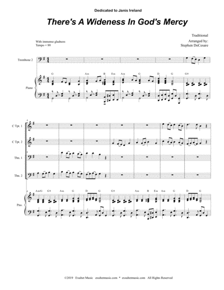 Theres A Wideness In Gods Mercy For Brass Quartet And Piano Alternate Version Page 2