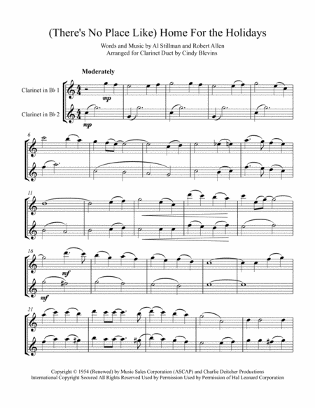 Theres No Place Like Home For The Holidays Arranged For Bb Clarinet Duet Page 2