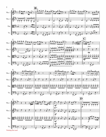 Thinking Out Loud By Ed Sheeran String Quartet Page 2