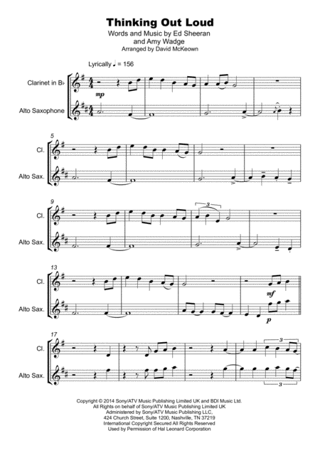 Thinking Out Loud Duet For Clarinet And Alto Saxophone Page 2