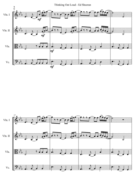 Thinking Out Loud Ed Sheeran Arranged For String Quartet Page 2