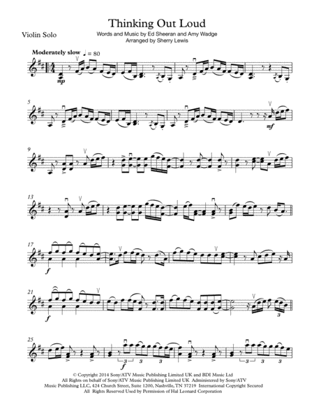Thinking Out Loud Violin Solo For Solo Violin Page 2