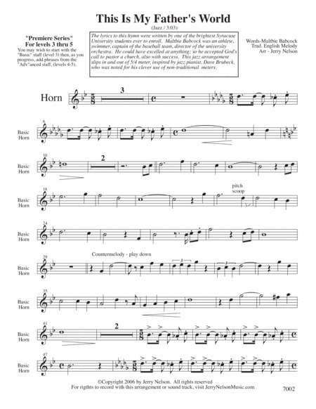 This Is My Fathers World Arrangements Level 3 5 For Horn Written Acc Hymns Page 2