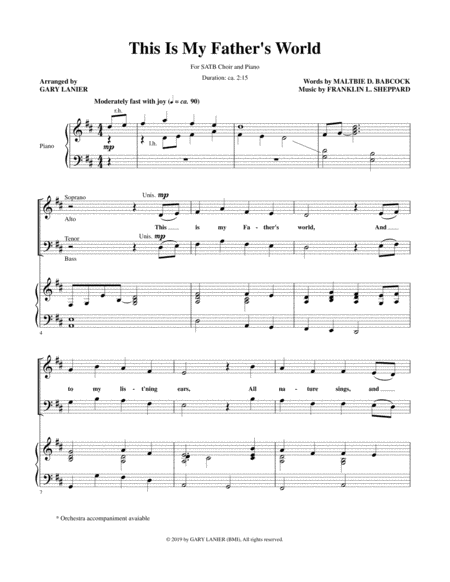 This Is My Fathers World Satb Choir With Piano Page 2