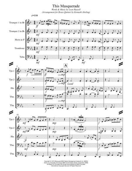 This Masquerade For Brass Quintet Page 2