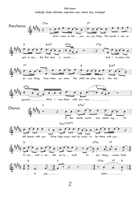 This Town Lead Sheet Bb Saxes Trumpet Bass Clarinet Page 2