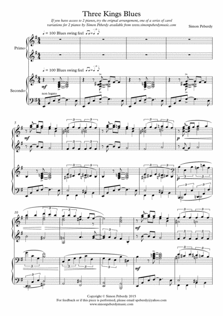 Three Kings Blues For Piano Duet Variation On The Christmas Carol We Three Kings Page 2