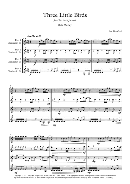 Three Little Birds For Clarinet Quartet Page 2