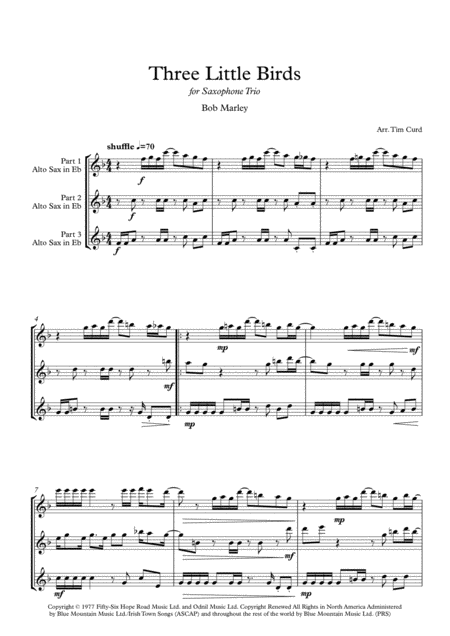 Three Little Birds For Saxophone Trio Page 2