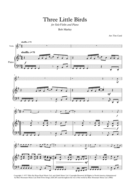 Three Little Birds Solo For Violin And Piano Page 2