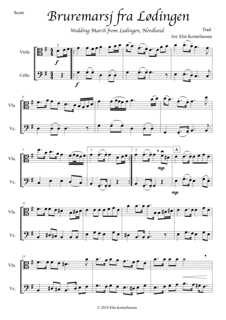 Three Norwegian Wedding Tunes For String Duet Viola And Cello Page 2
