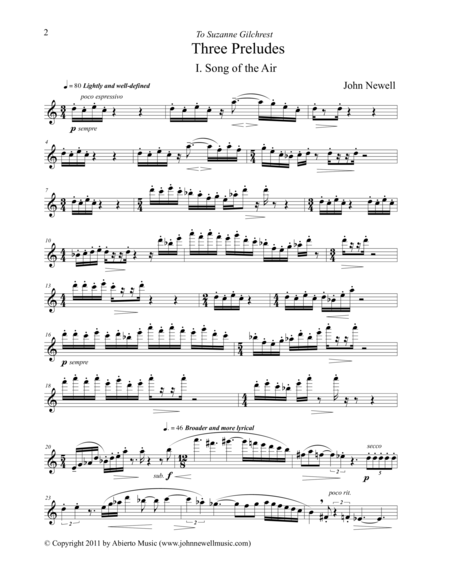 Three Preludes For Solo Flute Page 2