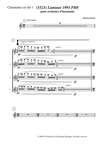 Thrse Brenet 5523 Luminet 1991 Ph8 For Concert Band Bb Clarinet1 Part Page 2