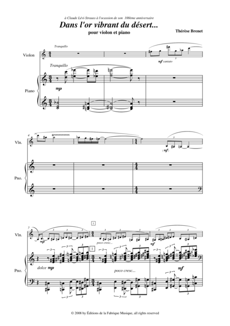 Thrse Brenet Dans L Or Vibrant Du Dsert For Violin And Piano Page 2