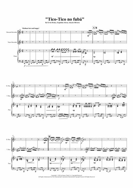 Tico Tico Tico Tico No Fuba For Descant Tenor Recorders Piano Page 2