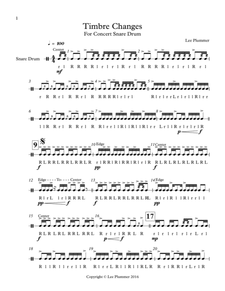 Timbre Changes For Concert Snare Drum Page 2