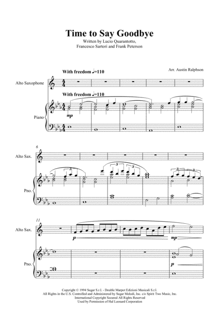 Time To Say Goodbye Con Te Partir Alto Sax And Piano Page 2