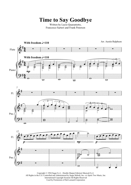 Time To Say Goodbye Con Te Partir Flute And Piano Page 2