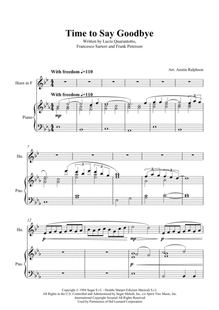 Time To Say Goodbye Con Te Partir Horn And Piano Page 2