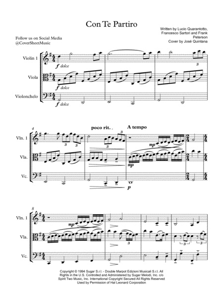 Time To Say Goodbye Con Te Partiro Por Ti Volar String Trio Page 2