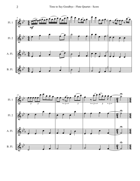 Time To Say Goodbye For Flute Quartet Page 2