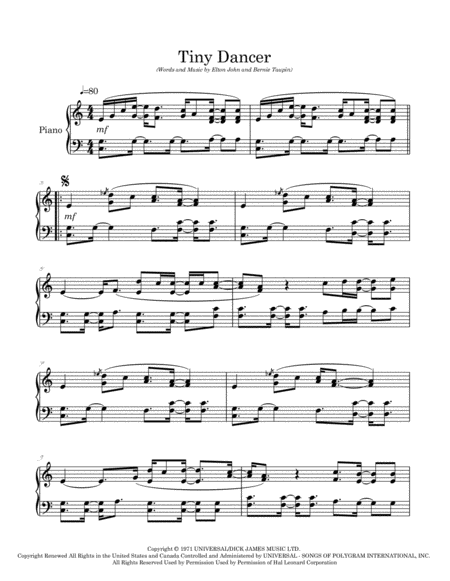 Tiny Dancer Arranged For Intermediate Piano Page 2