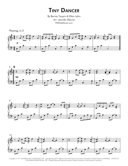 Tiny Dancer Early Intermediate Piano Page 2