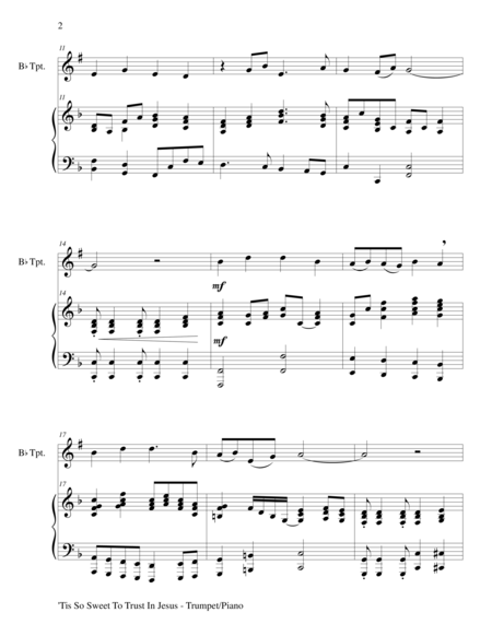 Tis So Sweet To Trust In Jesus Bb Trumpet Piano And Trumpet Part Page 2