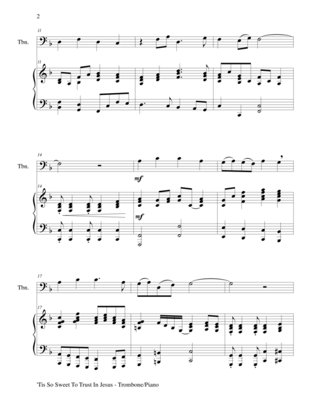 Tis So Sweet To Trust In Jesus Trombone Piano And Trombone Part Page 2