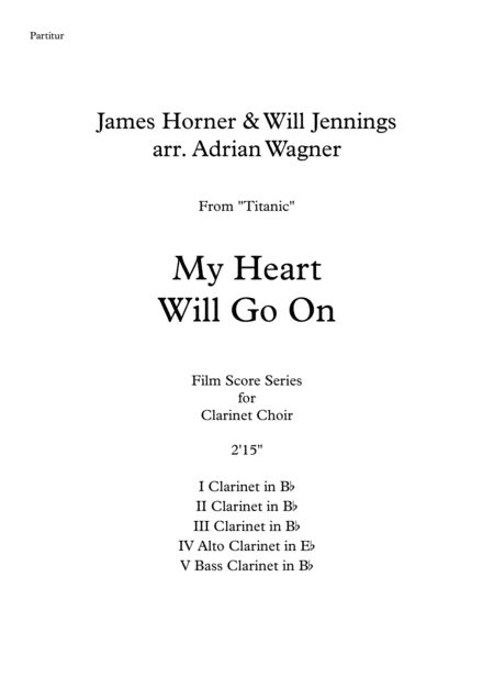 Titanic My Heart Will Go On James Horner Clarinet Choir Arr Adrian Wagner Page 2