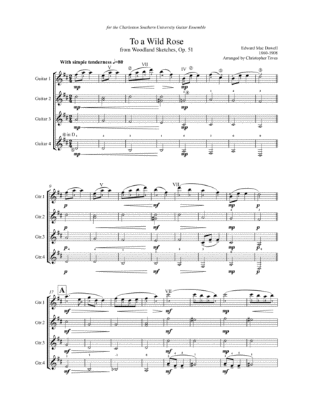 To A Wild Rose For Guitar Ensemble 4 Guitars Page 2