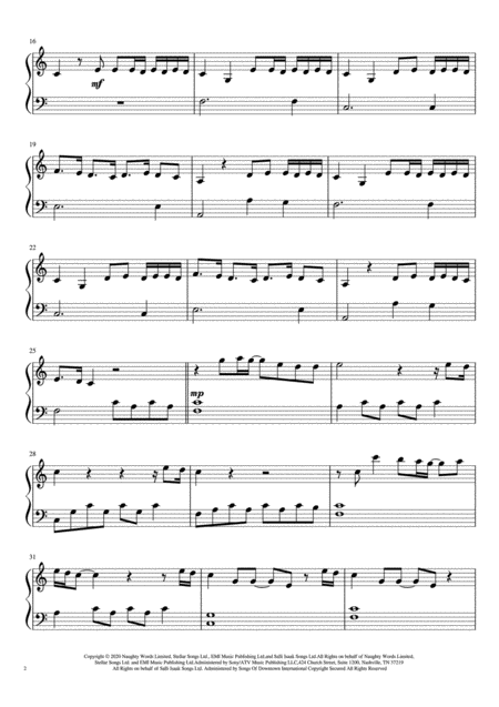 To Die For Easy Piano Page 2