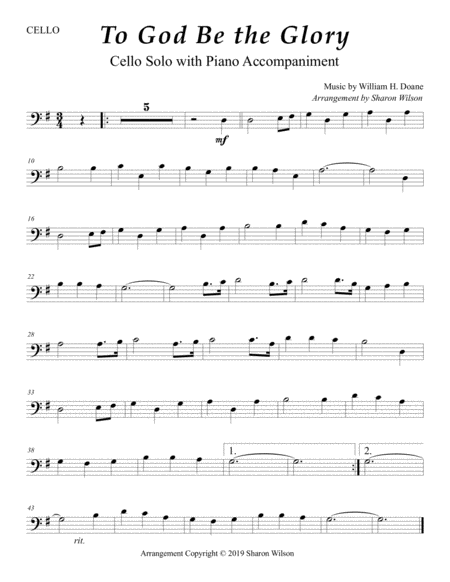 To God Be The Glory Easy Cello Solo With Piano Accompaniment Page 2