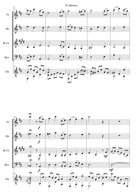 To Idleness For Wind Quartet And Guitar Page 2